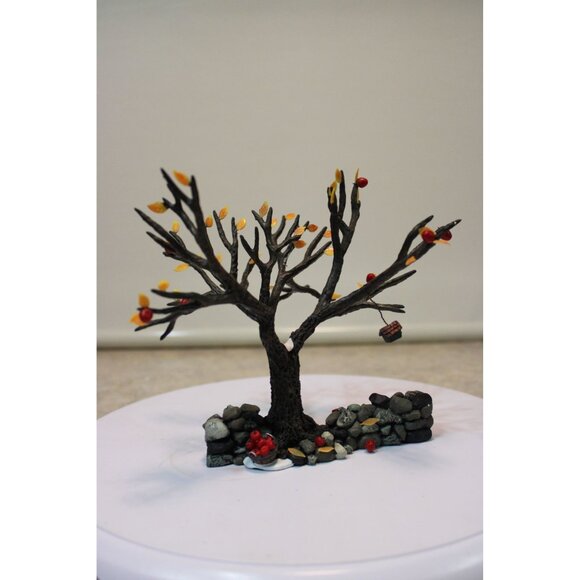 Dept 56 Village Accessory - Fieldstone Wall with Apple Tree - Picture 2 of 5